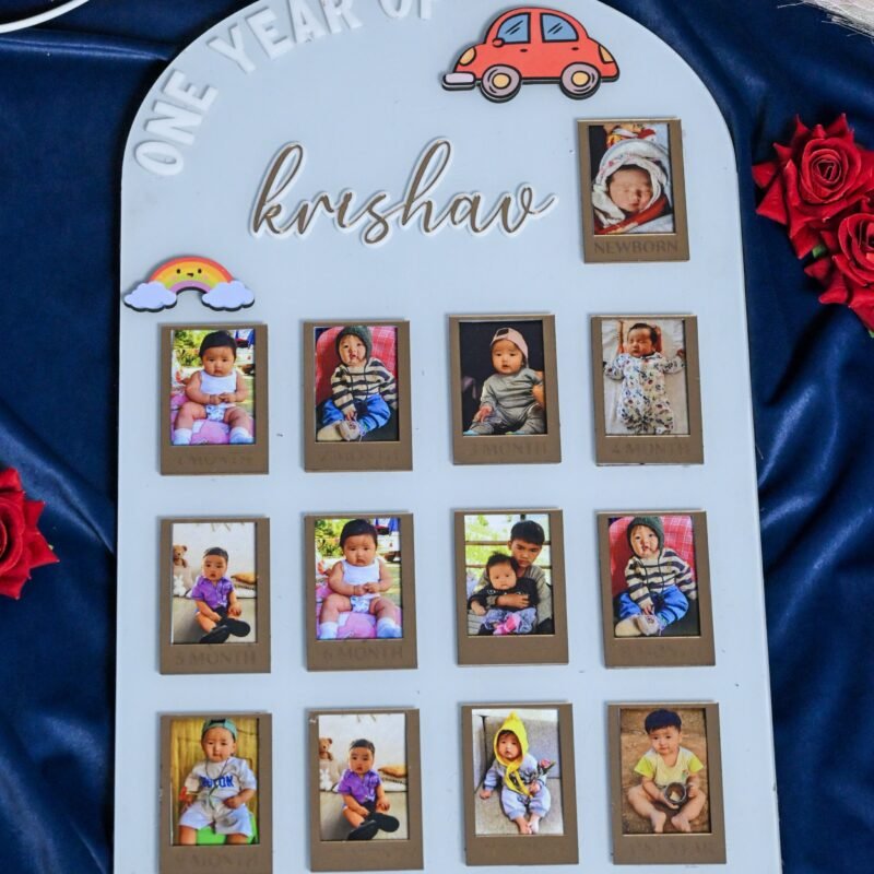 Arch Baby Photo Board Ice Blue,Maroon,Beige